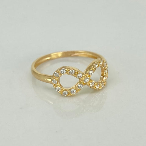 Anillo Infinito Circones Blancos Oro amarillo 18k / Talla 5 3/4 / 1,62 Gr †