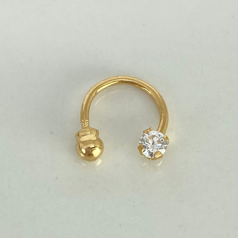 Piercing Aro Circon Blanco / Oro Amarillo 18k (Joya) / 0,45gr / 1.1cm / (Oreja)
