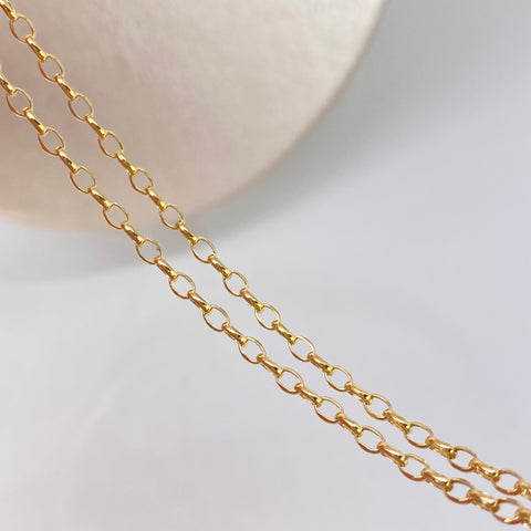 Set Cadena ● Rolon + Dije Virgen Milagrosa Oro amarillo 18k 3,05 Gr / 2,2 mm / 60 Cm