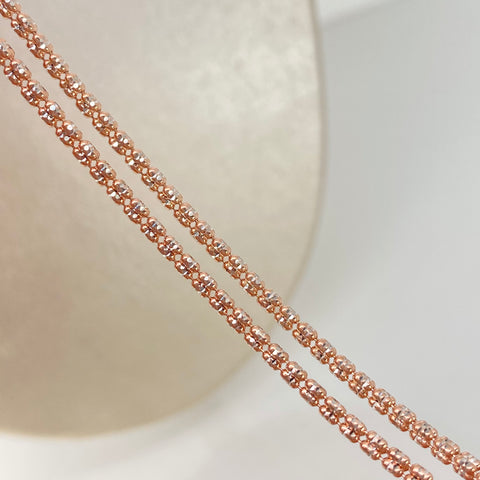 Cadena ● Punto Cuadrado Diamantado Oro blanco y Oro rosa 18k +3 / 12,5 Gr / 2,3 mm / 60 Cm