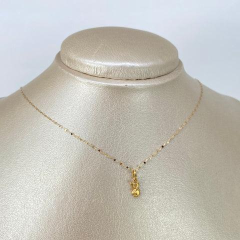 Set Cadena ● Crispeta + Dije Conejo Oro amarillo 18k 0,55 Gr / 1 mm / 45 Cm †