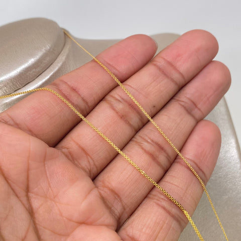 Set Cadena ● China + Dije Cruz Circones Blancos Verdes Oro amarillo 18k 3,2 Gr / 1 mm / 50 Cm †