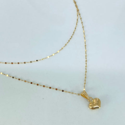 Set Cadena ● Crispeta + Dije Corazon Oro amarillo 18k 0,6 Gr / 1 mm / 45 Cm *