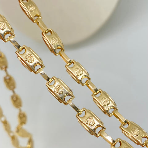 Cadena Rustica Eslabones Corona RX Oro amarillo 18k 13,37 Gr / 5,7 mm / 60 Cm