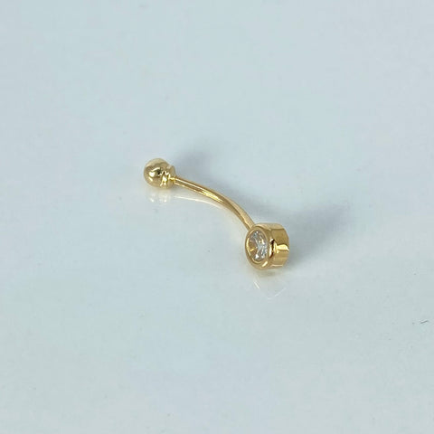Piercing Circon Blanco / Oro Amarillo 18k (Joya) / 4mm / 4.5gr / 1.8cm / (Ombligo) *