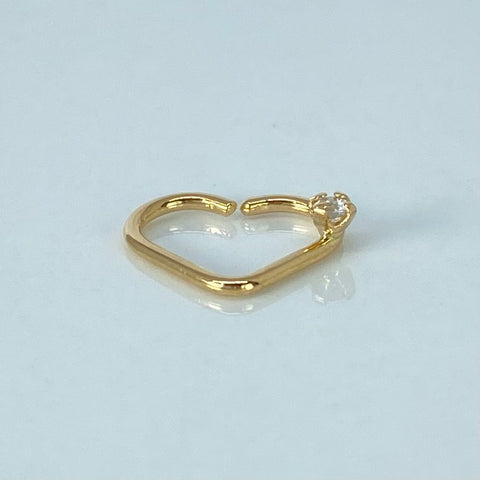 Piercing Corazon Circon Blanco / Oro Amarillo 18k (Joya) / 0,38gr / 1.2cm / (Oreja) *