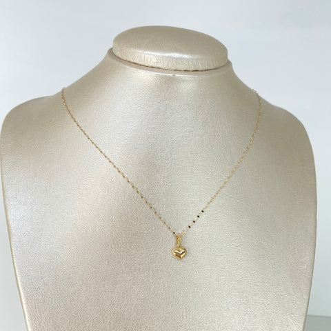 Set Cadena ● Crispeta + Dije Corazon Oro amarillo 18k 0,6 Gr / 1 mm / 45 Cm *