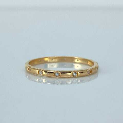 Anillo Circones Blancos Oro amarillo / Talla 6 1/4 / 1,3 Gr †