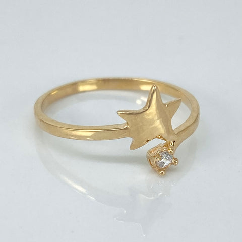 Anillo Estrella Circon Blanco Oro amarillo 18k / Talla 6 3/4 / 1,52 Gr