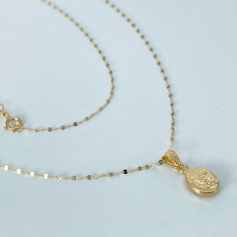 Set Cadena ● Crispeta + Dije San Miguel Arcangel Oro amarillo 18k 0,65 Gr / 1 mm / 50 Cm *