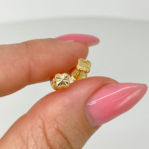 Topos Trebol Diamantado Oro amarillo 18k 0,5 Gr / 4,4 mm *
