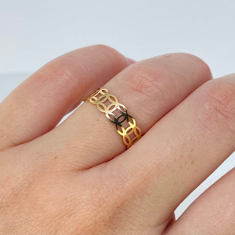 Anillo ● Nudo Suerte Oro amarillo 18k / Talla 6 3/4 / +3 / 0,91 Gr / 5,2 mm *