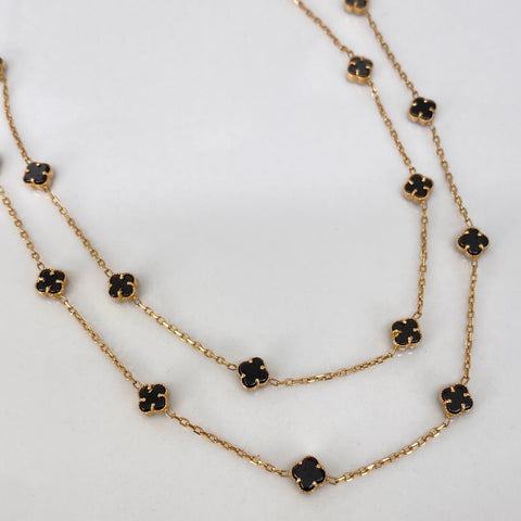 Cadena Trebol Negro Aro Seguido NAC ESP Oro amarillo 18k +1 / 5,05 Gr / 1 mm / 45 Cm *