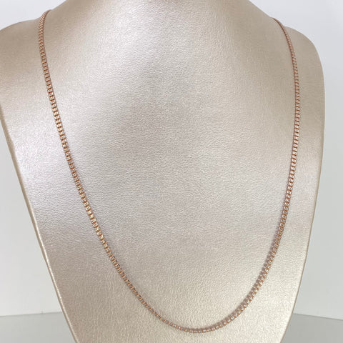 Cadena ● Mini Barriles Diamantados Oro blanco y Oro rosa 18k +3 / 8,95 Gr / 3 mm / 60 Cm