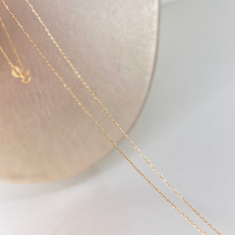 Set Cadena ● Aro Seguido + Dije Cruz Oro amarillo 18k 0,75 Gr / 0,5 mm / 45 Cm *