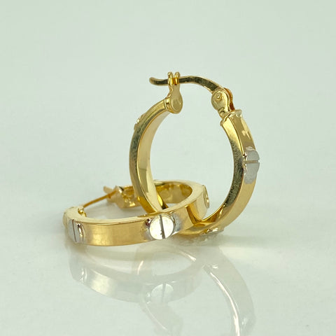 Candongas CT Oro amarillo y Oro blanco 18k 2,76 Gr / 2,2 Cm  *