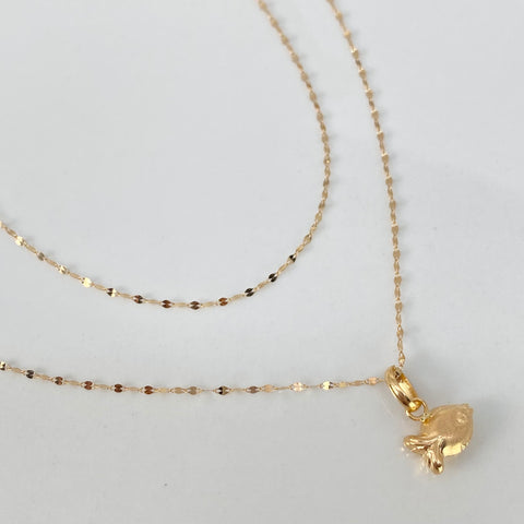 Set Cadena ● Crispeta + Dije Pez Oro amarillo 18k 0,62 Gr / 1 mm / 45 Cm †