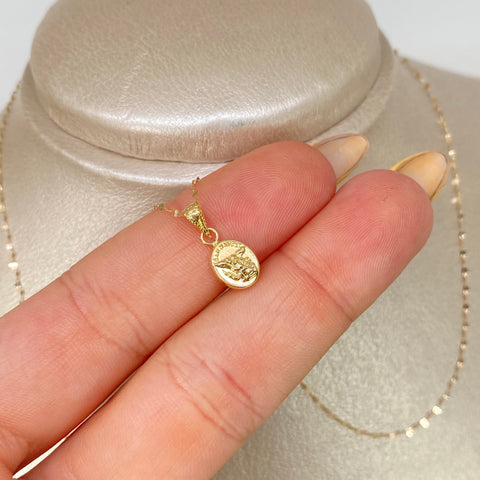 Set Cadena ● Crispeta + Dije San Miguel Arcangel Oro amarillo 18k 0,62 Gr / 1 mm / 45 Cm †