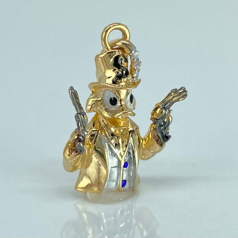 Dije Caricatura Pato Circones Blancos Oro amarillo 2,25 Gr / 2,4 Cm *