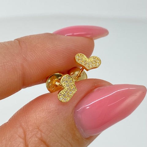 Topos Corazon Circones Blancos Oro amarillo 18k 0,71 Gr / 7 mm †