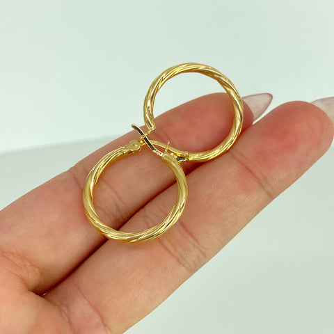 Candongas Entorchadas Oro amarillo 18k 1,82 Gr / 2,5 Cm  *