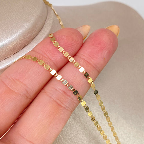 Cadena ● Escalera Plana Oro amarillo 18k +1 / 2,25 Gr / 2,3 mm / 50 Cm *