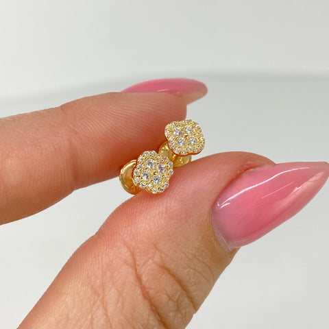 Topos Trebol Circones Blancos Oro amarillo 18k 1 Gr / 5,6 mm *