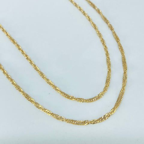 Cadena ● Singapur Oro amarillo 18k +3 / 1,07 Gr / 1,6 mm / 50 Cm *
