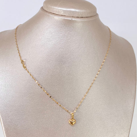 Set Cadena ● Crispeta + Dije Corazon Oro amarillo 18k 1,15 Gr / 1,5 mm / 45 Cm *