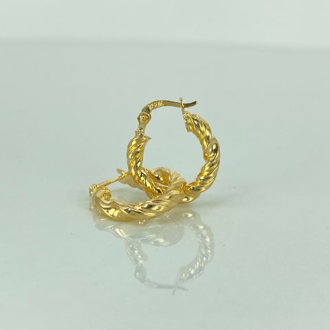 Candongas Entorchadas Lineas Dobles Oro amarillo 18k 1,65 Gr / 1,6 Cm  *