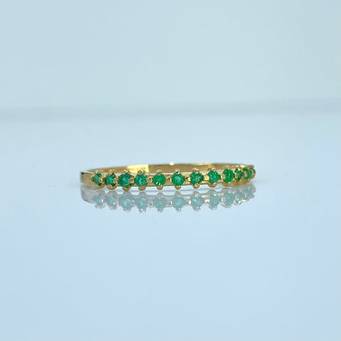 Anillo Churumbela / 14 Pts De Esmeralda Oro amarillo 18k / Talla 6 1/2 / 0,9 Gr *