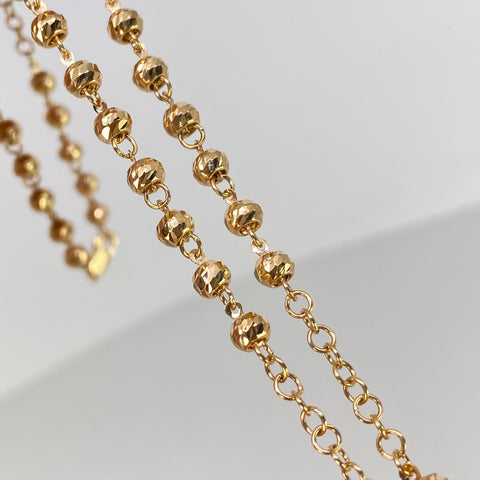 Rosario Virgen Milagrosa Bolas Diamantadas 5/4mm Oro amarillo 10,16 Gr / 50 Cm