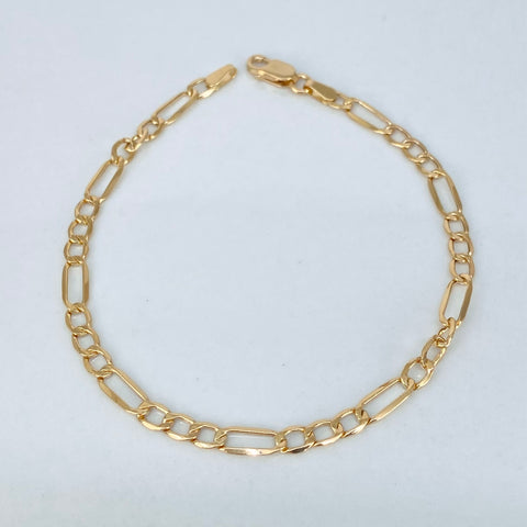 Pulso ● Tres Por Uno 3x1 Oro amarillo 18k +1 / 2,3 Gr / 3,8 mm / 19,2 Cm