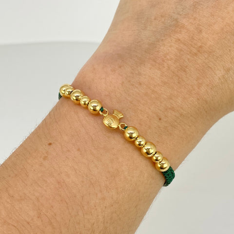 Pulsera tejida Herraje Bolsa Dinero / BL 10uni 5/4mm / Hilo Verde Oro amarillo 18k 1,26 Gr *