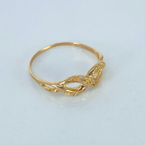 Anillo Infinito Circones Blancos Oro amarillo 18k / Talla 6 / 1,05 Gr *