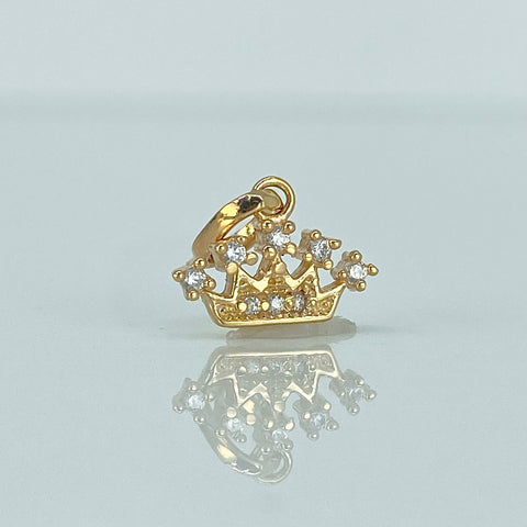 Dije Corona Circones Blancos Oro amarillo 18k 0,71 Gr / 1,4 Cm  *