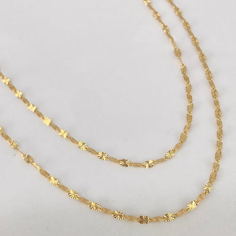 Cadena ● Flor Espejo Diamantada Oro amarillo 18k +2 / 1,05 Gr / 1,05 mm / 50 Cm *
