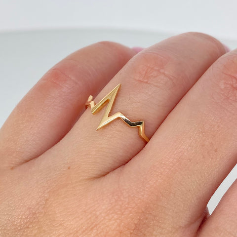 Anillo Lineas Curvas Oro amarillo / Talla 7 1/2 / 1,05 Gr
