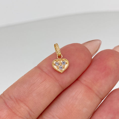 Dije Corazon Circones Blancos Oro amarillo 0,55 Gr / 1,3 Cm †