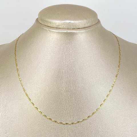 Cadena ● Escalera Plana Diamantada Tres oros 18k 1,82 Gr / 1,6 mm / 40 Cm