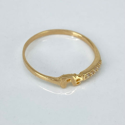 Anillo Fé Circones Blancos Oro amarillo 18k / Talla 6 / 0,98 Gr *