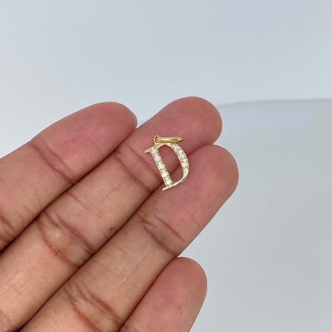 Dije Letra D Circones Blancos Oro amarillo 0,87 Gr / 1,9 Cm *