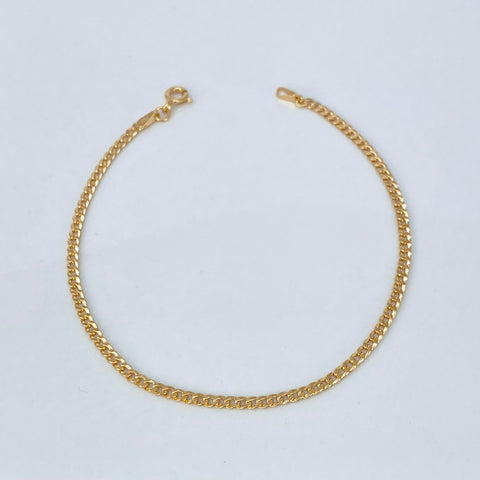 Pulso ● Mini Cubano Oro amarillo 18k +1 / 1,30 Gr / 2 mm / 19 Cm *