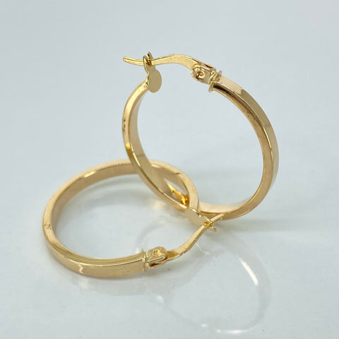 Candongas Redonda Cuadrada Oro amarillo 18k 2,05 Gr / 2,5 Cm †