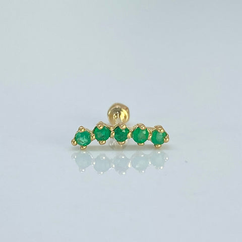 Piercing Esmeraldas / Oro Amarillo 18k (Joya) / 0,55 gr / 11,7 mm / (Oreja) †