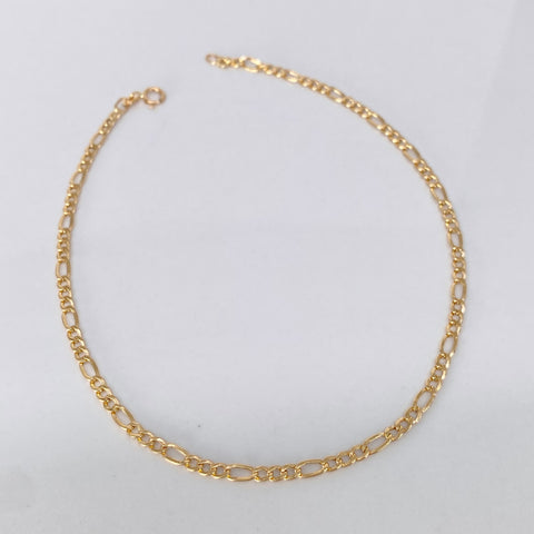 Tobillera ● Tres Por Uno 3x1 Oro amarillo 18k +1 / 1,2 Gr / 2,6 mm / 25,2 Cm *