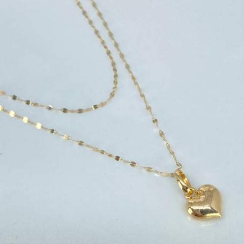 Set Cadena  Crispeta + Dije Corazon Oro amarillo 18k 0,7 Gr / 1 mm / 50 Cm *
