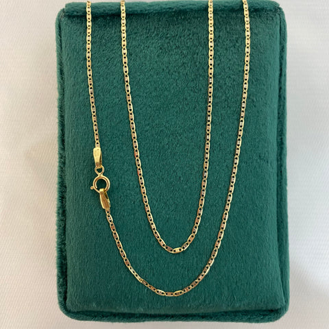 Cadena Italy Plana Diamantada Tres oros 18k 1,63 Gr / 1,2 mm / 45 Cm