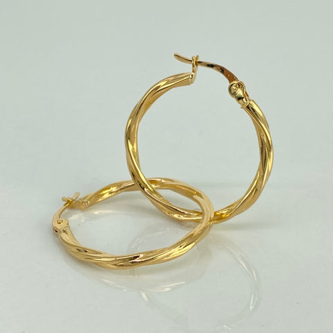 Candongas Entorchadas Oro amarillo 18k 1,98 Gr / 2,9 Cm  *