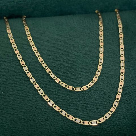 Cadena ● Escalera Plana Diamantada Tres oros 18k 1,82 Gr / 1,6 mm / 40 Cm